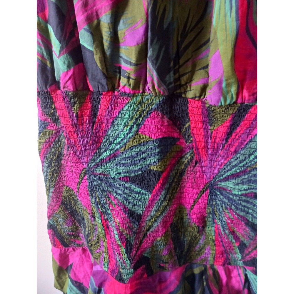 Farm Rio Anthropologie Puff Sleeve Midnight Leaves Mini Dress Size‎ L - Picture 6 of 9